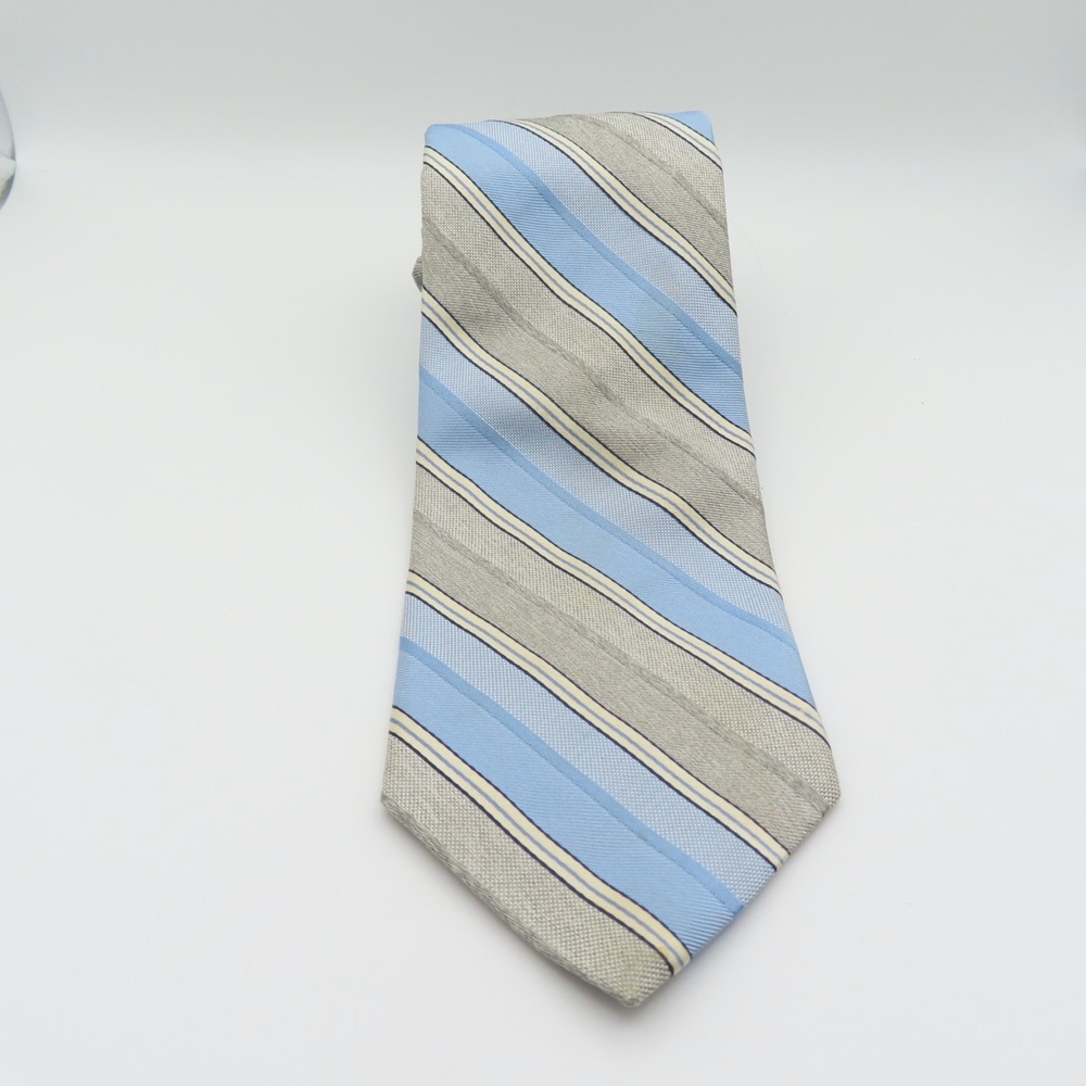 Brooks Brothers Tie Silk Gray Blue Striped 3.25" Wide 59" Long USA Makers - Picture 3 of 6